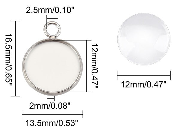 Bezel Earrings Kit - 1 pair - Stainless Steel