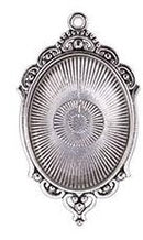 Bezel Pendant Kit - Round - 1 set - Antique Silver