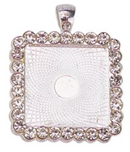 Bezel Rhinestone Pendant - Square - 25mm