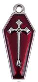 Charms - Enameled - Coffin with Cross - 25.5mm x 11mm - 2 pieces