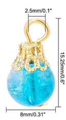 Charms - Glass (Crackle) - Drop - 15.25mm - 10 pieces