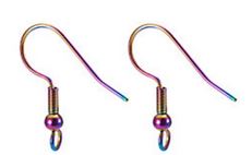 Earwire - Stainless Steel - Rainbow - 1 pair (2 pieces)