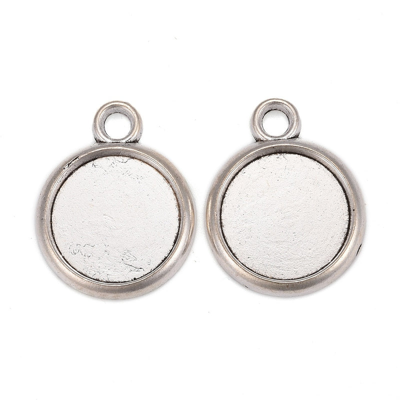 Bezel Pendant - 23.5mm x 18.8mm - Antique Silver