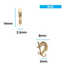 Bail -  15mm x 3mm - Gold Plated - 1 piece
