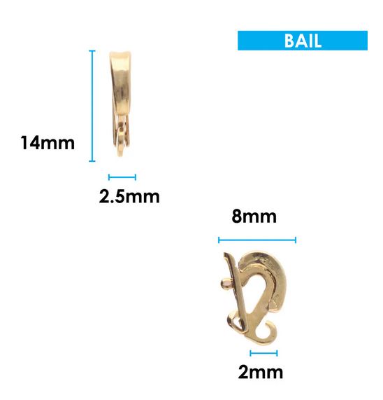Bail -  15mm x 3mm - Gold Plated - 1 piece