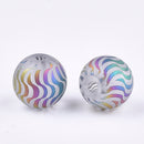Glass - Round - Frosted with Waves - Electroplated - 8mm - 20 pieces