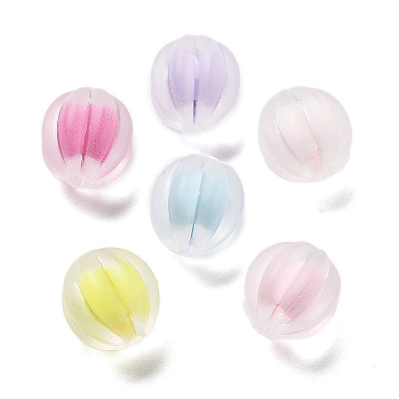 Acrylic - Round - Pumpkin - 10.5mm x 12mm - Transparent/Frosted - Mixed - 40 pieces