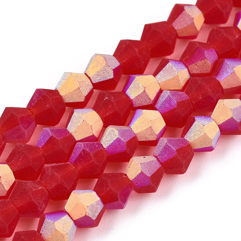 Glass - Bicone (Faceted) - 3.5mm - 32cm Strand - Crimson