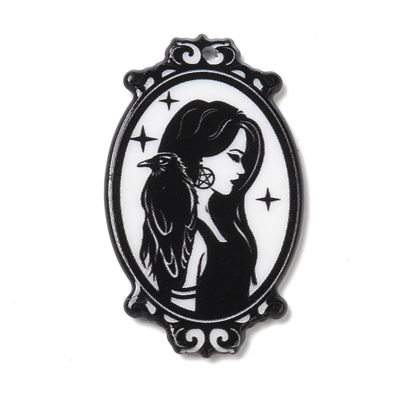 Pendant - Acrylic - Oval - 46.5mm x 37.5mm - 1 piece - Black