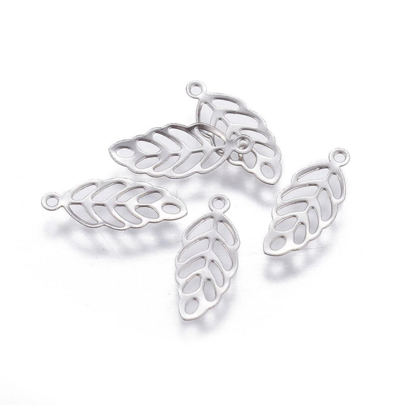 Charms - Leaf - 13mm x 5.5mm - 100 pieces - Stainless Steel