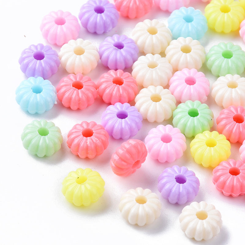 Acrylic - Disc - Pumpkin - 8.5mm x 4.5mm - Opaque Mixed - 40 pieces