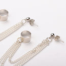 Ear Stud and Back with Cuff Earring and Chain - Silver