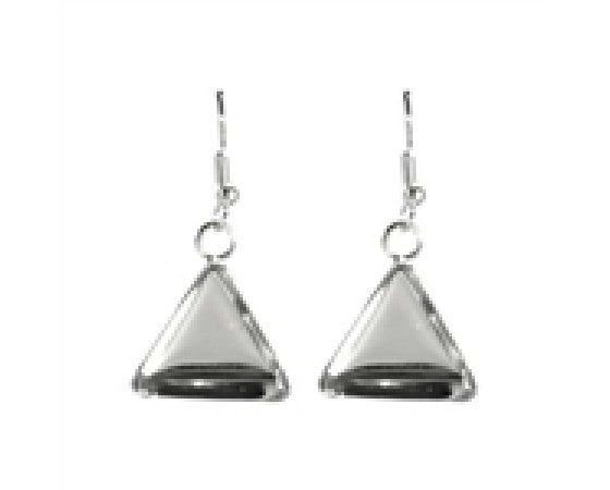 Bezel Earrings - Triangle - 18mm - 1 pair - Silver