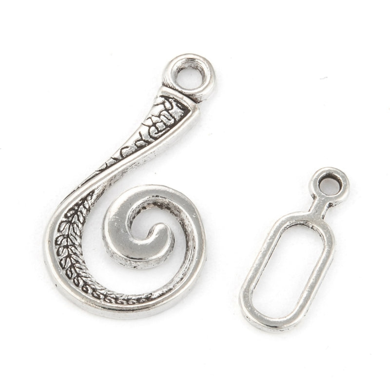 Clasp - Hook and Eye - Antique Silver