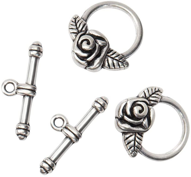 Clasp - Toggle - Round (Rose) - 19mm x 18mm - Antique Silver