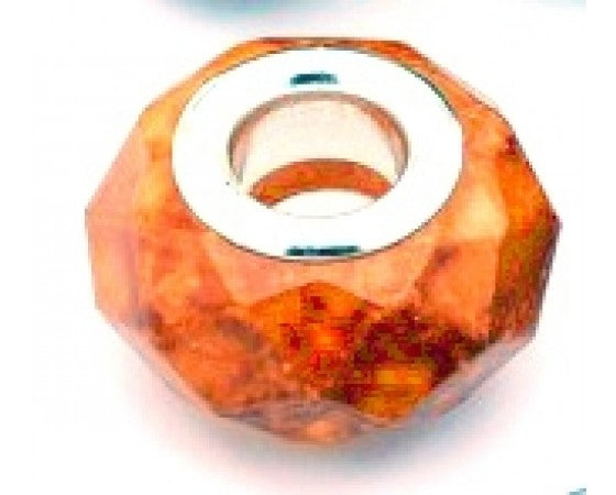 Resin - Rondelle (Faceted) (European Style) - 14mm x 9mm - 1 piece