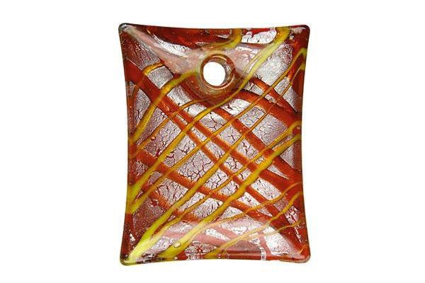 Pendant - Murano Glass - Rectangle (Flat) - 33mm x 44mm - 1 piece