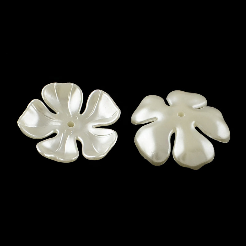 Bead Caps - ABS Plastic - Imitation Pearl - Creamy White