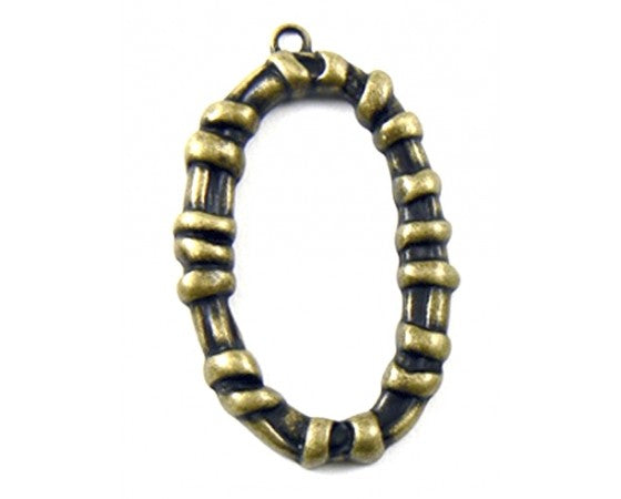 Metal Bezel - 'Bound' - 60mm x 37mm - 1 piece - Antique Brass