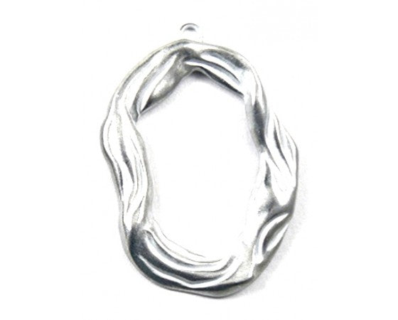 Metal Bezel - 'Flow' - 60mm x 45mm - 1 piece - Whitewash Silver