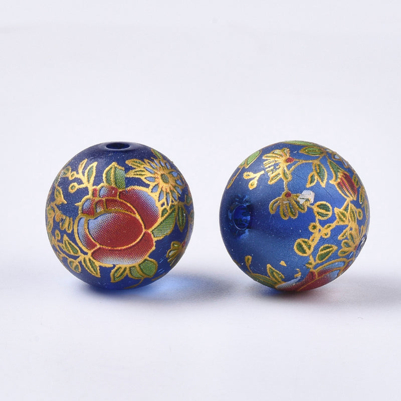 Resin - Round - 17mm - 5 pieces - Dark Blue (Frosted)