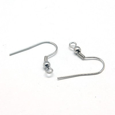 Earwire - Ball and Spring - Stainless Steel - 20mm - 5 pairs