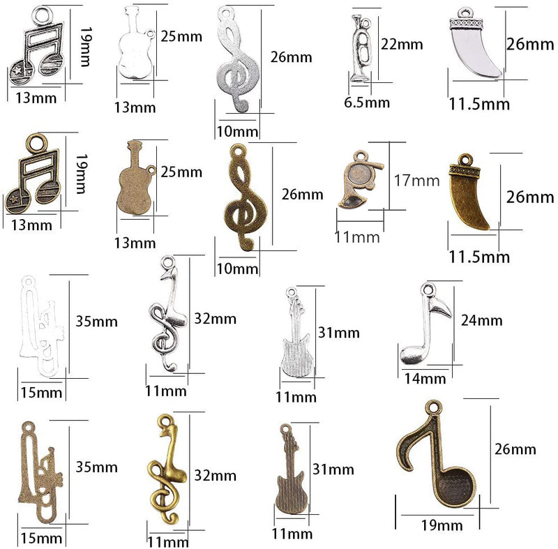 Charms - Instruments - 10 pieces