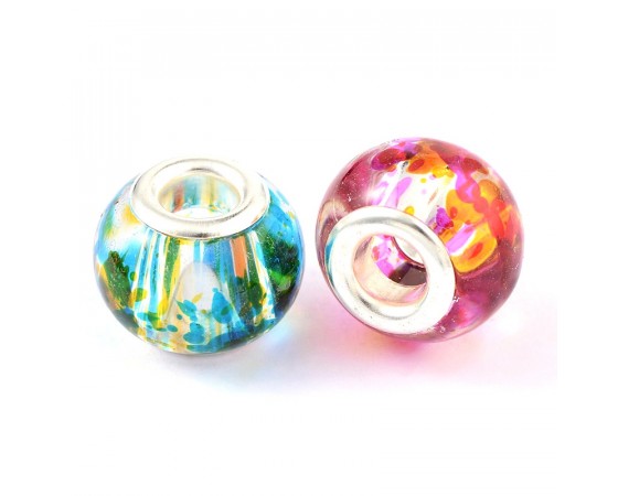 Glass - Rondelle (European Style)- 15mm x 12mm - 1 piece - Spray Painted