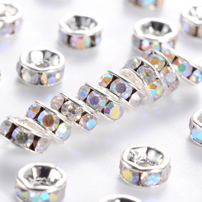 Rondelles with Rhinestones - 5mm - 20 pieces