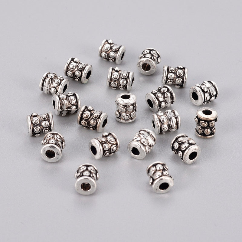 Metal - Tube - 6mm x 6mm - 10 pieces - Antique Silver