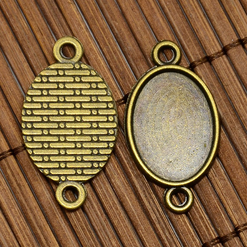 Bezel Connectors Kit - Oval - 28mm x 15mm - Antique Bronze