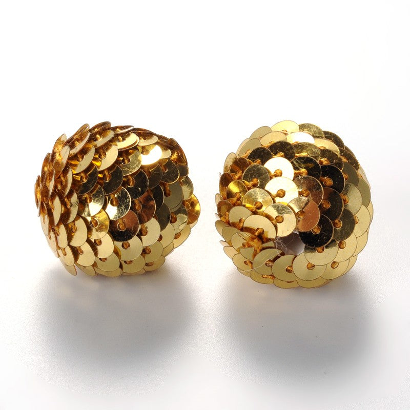 Acrylic and Paillette - Round - 20mm - 2 pieces - Gold