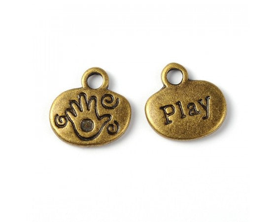 Charms - Oval - Engraved (Play) - 10mm x 12mm - 10 pieces