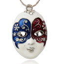Pendant - Mask - Enamel and Rhinestone - 45mm x 30mm - 1 piece
