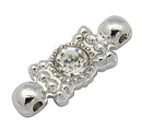 Metal - Connector - Rectangle with Rhinestones - 21mm x 7.5mm - Platinum