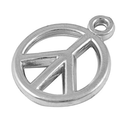 Pendant - Acrylic - Peace Sign - 15.5mm - 10 pieces - Silver