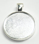 Bezel Pendant - Duo - 1 piece - Silver
