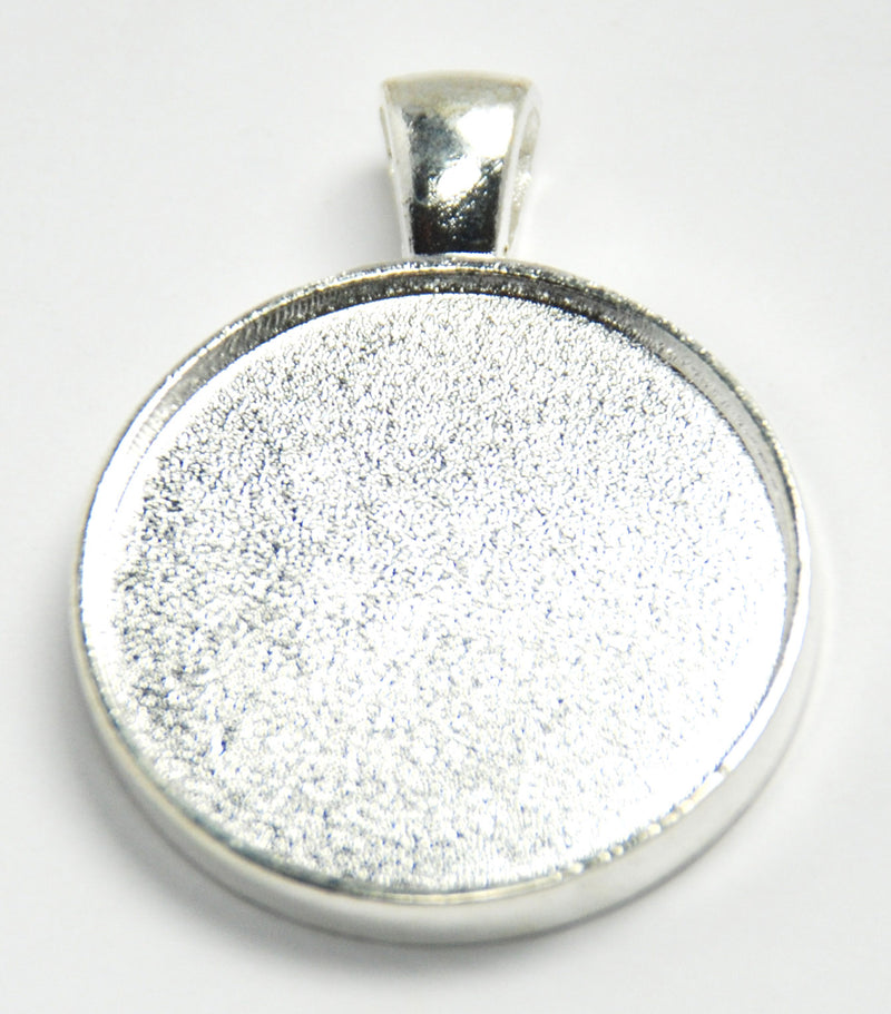 Bezel Pendant - Duo - 1 piece - Silver