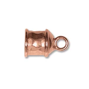 End Caps - Hammered - 15mm x 12mm - 2 pieces - Copper
