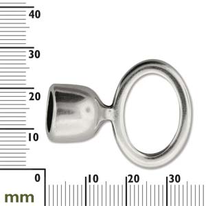 End Cap - Oval Ring - 36mm x 28mm (Climbing Rope) - Antique Silver - 1 piece