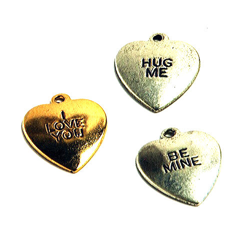 Charms - Heart - Engraved - 14mm - 5 pieces