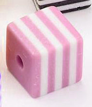 Resin - Cube - 8mm - Stripes - 10 pieces