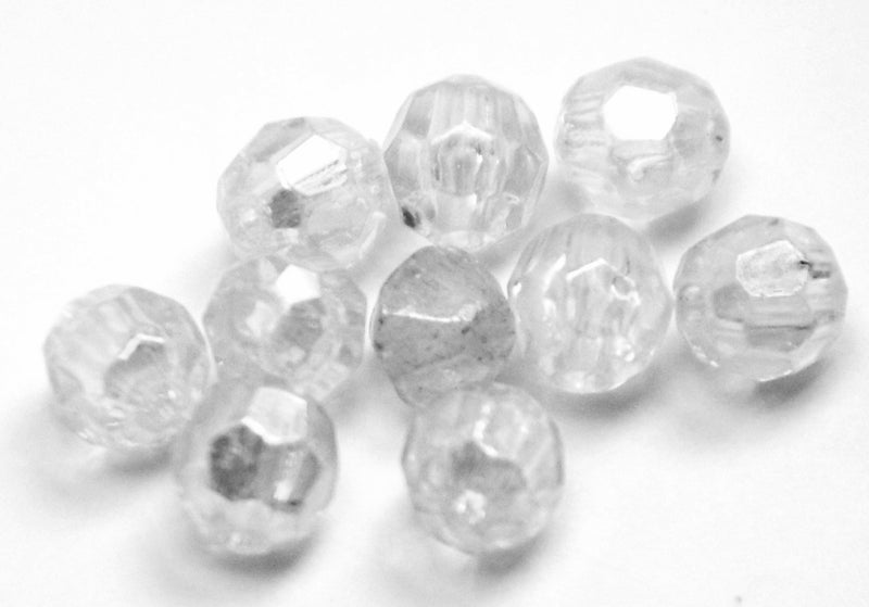 Acrylic - Round - Faceted - 8mm - 40 pieces