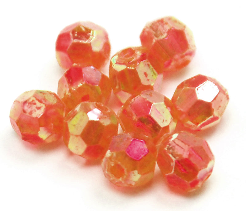 Acrylic - Round - Faceted - 8mm - 40 pieces