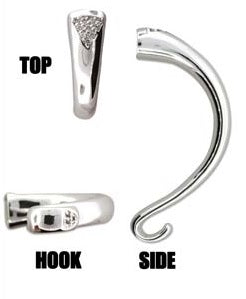 Half Bar Bracelet - Hook and Stones - 61mm x 27mm - 1 piece - Silver