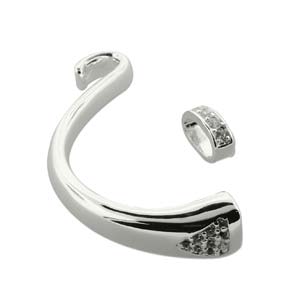 Half Bar Bracelet - Hook and Slider with Stones - 58mm x 25mm - 1 set - Silver