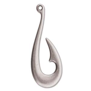 Pendant - Hook - 48mm x 18mm - 1 piece - Antique Silver