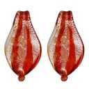 Pendant - Murano Glass - Smooth Leaf - 16mm x 30mm - 2 pieces