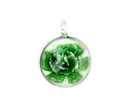 Pendant - Murano Glass - Button - Flower - 29mm - 1 piece