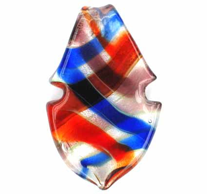 Pendant - Murano Glass - Leaf - 42mm x 68mm - 1 piece